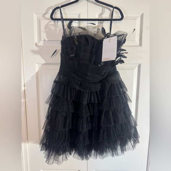 Mac Duggal Style 20529 NWT Strapless Ruffle Dress with Feather Embellishments - Picture 4 of 7